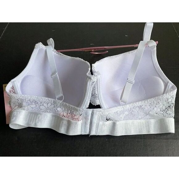 Juicy Couture Sexy Push Up Bra Sz 40D  White Underwire JC6914F Lace NEW - Picture 7 of 9